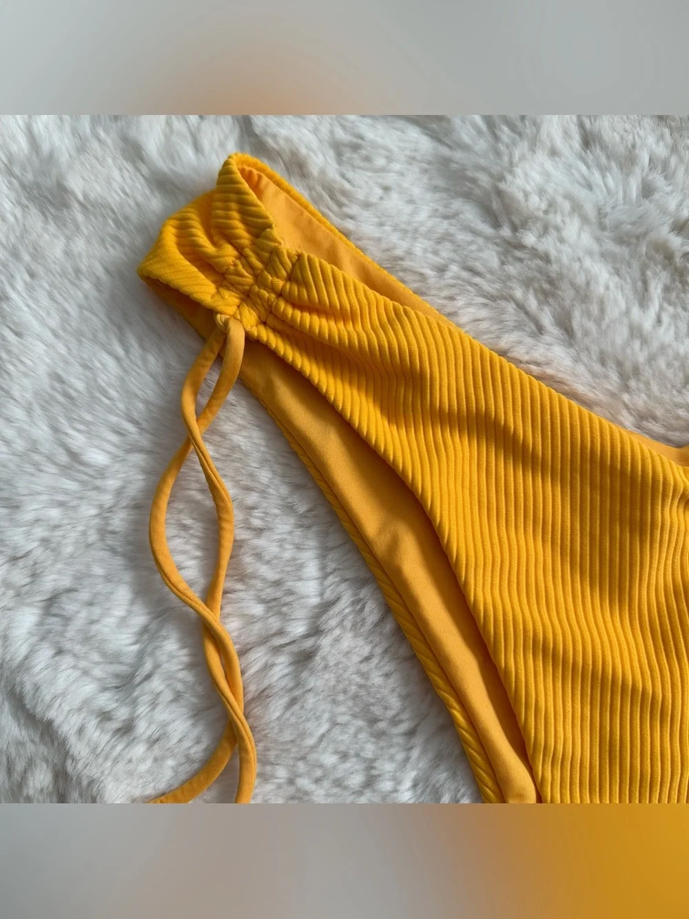 Frankie’s Bikinis Ruby Yellow Ribbed Bikini Bottoms in Squeeze/Mustard Yellow